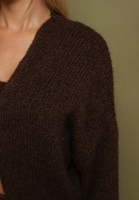 Born2be - Brązowy Kardigan Bez Zapięć z Dodatkowym Topem z Wełną i Wiskozą Fendorie. Kolor: brązowy. Materiał: wełna, wiskoza. Długość rękawa: na ramiączkach. Długość: długie. Styl: elegancki #5