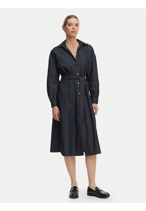 Armani Exchange Sukienka koszulowa XW001794 AF21337 MB001 Granatowy Regular Fit. Kolor: niebieski. Materiał: bawełna. Typ sukienki: koszulowe