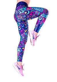 2SkIN - Legginsy do biegania damskie 2skin Fantasy z kieszonką. Kolor: wielokolorowy. Materiał: poliester, elastan. Wzór: kolorowy. Sport: fitness