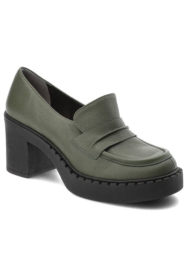 Zielone Półbuty Armodo Modne Obuwie Damskie. Okazja: na co dzień, na spacer. Zapięcie: bez zapięcia. Kolor: zielony. Materiał: jeans, skóra. Styl: casual, elegancki