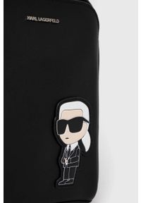 Karl Lagerfeld saszetka skórzana kolor czarny. Kolor: czarny. Materiał: skóra #3
