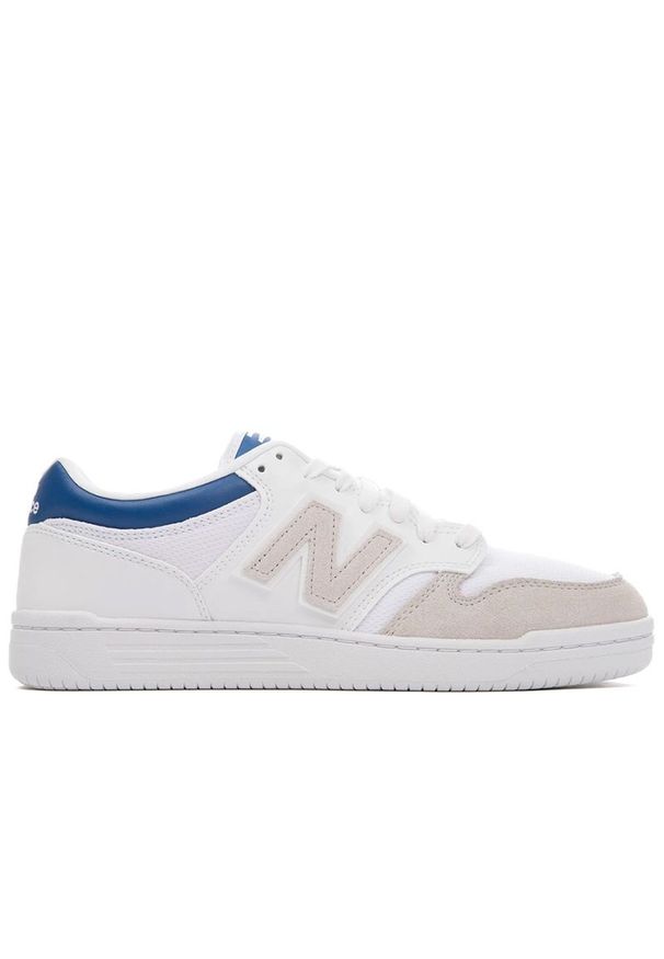 Buty New Balance BB480LKC - białe. Kolor: biały. Materiał: materiał, syntetyk, skóra. Szerokość cholewki: normalna. Sport: koszykówka