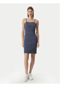 Karl Lagerfeld - KARL LAGERFELD Sukienka codzienna B2W13043 Niebieski Slim Fit. Okazja: na co dzień. Typ kołnierza: dekolt w karo. Kolor: niebieski. Materiał: bawełna. Typ sukienki: proste. Styl: casual #5