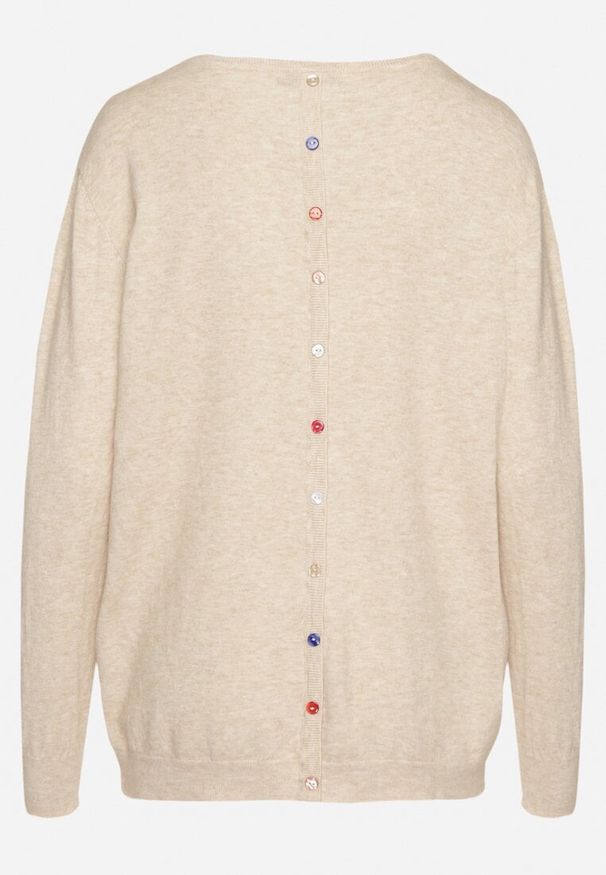 Born2be - Beżowy Sweter z Kaszmirem i Ozdobnymi Kieszeniami Sanarea. Okazja: na co dzień, na spacer. Kolor: beżowy. Materiał: kaszmir. Długość rękawa: długi rękaw. Długość: długie. Styl: klasyczny, elegancki, casual