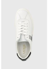 Lauren Ralph Lauren sneakersy skórzane JANELE kolor biały. Nosek buta: okrągły. Zapięcie: sznurówki. Kolor: biały. Materiał: skóra. Obcas: na obcasie. Wysokość obcasa: niski