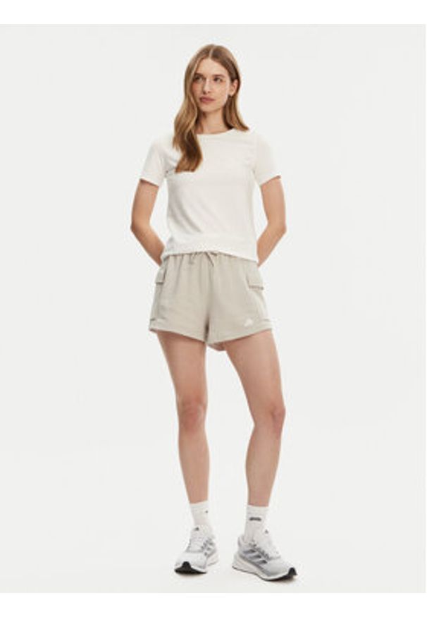 Adidas - adidas Szorty sportowe Essentials Small Logo JC5699 Beżowy Loose Fit. Kolor: beżowy. Materiał: bawełna