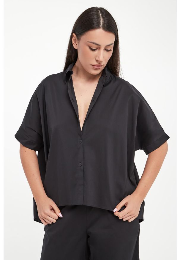 Max Mara Beachwear - Koszula damska z krótkim rękawem Pittura MAX MARA BEACHWEAR. Długość rękawa: krótki rękaw. Długość: krótkie