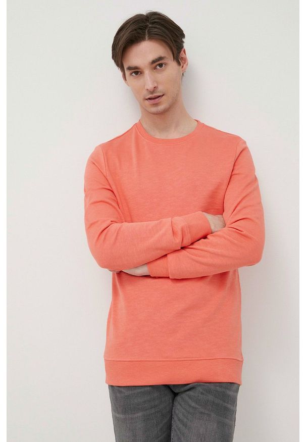Tom Tailor bluza bawełniana męski kolor pomarańczowy. Okazja: na co dzień. Kolor: pomarańczowy. Materiał: bawełna. Wzór: gładki. Styl: casual