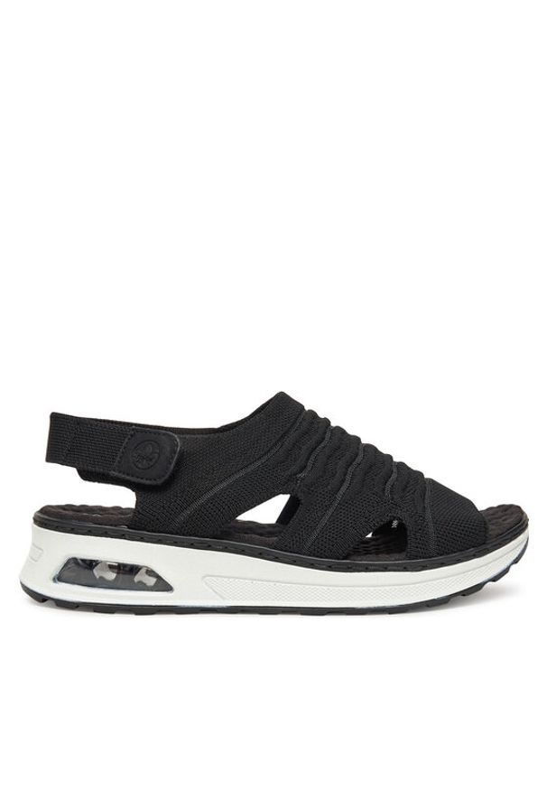 Rieker Sandały 65662-00 Czarny. Kolor: czarny. Materiał: materiał