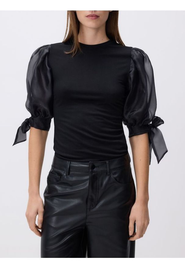 Reserved - Bluzka z modalem - czarny. Kolor: czarny. Materiał: dzianina