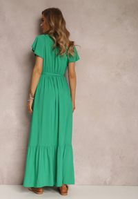 Renee - Zielona Sukienka Metia. Kolor: zielony. Materiał: materiał, tkanina. Wzór: geometria, gładki. Długość: maxi #3