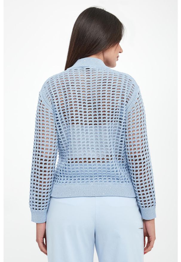 Kardigan damski ażurowy z cekinami PESERICO. Wzór: ażurowy