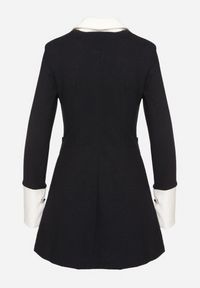 Born2be - Granatowa Sukienka z Usztywnioną Linią Ramion z Guzikami Sewiana. Kolor: niebieski. Materiał: skóra #5