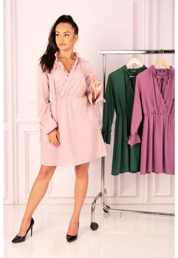 Merribel - Sukienka w Stylu Boho z Kopertowym Dekoltem. Materiał: elastan, poliester. Typ sukienki: kopertowe. Styl: boho