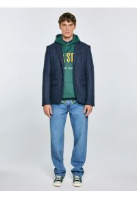 Big-Star - Bluza męska z kapturem z logo BIG STAR zielona Ashlyno 304. Typ kołnierza: kaptur. Kolor: zielony. Materiał: jeans, materiał, dzianina, skóra