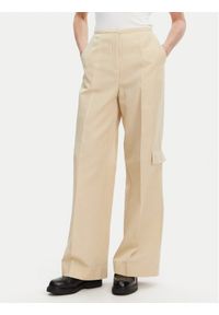 Calvin Klein Spodnie materiałowe K20K208168 Beżowy Wide Leg. Kolor: beżowy. Materiał: bawełna #1