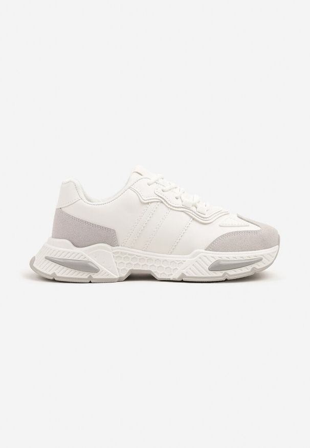 Born2be - Białe Sneakersy Streetwearowe z Kontrastowymi Przeszyciami Ilirenas. Okazja: na co dzień. Kolor: biały