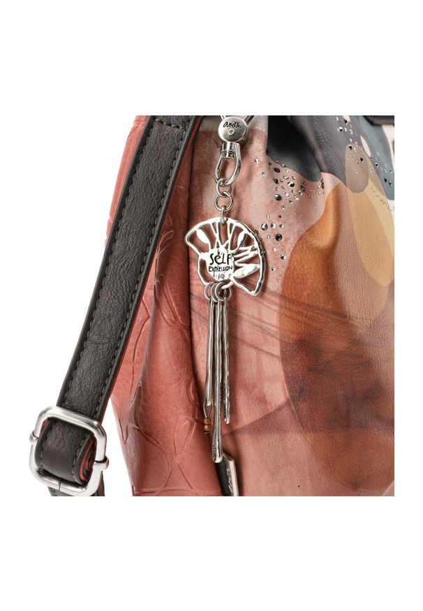 Pomarańczowa Torebka Anekke Stylowy Damski Kuferek Premium. Kolor: pomarańczowy. Wzór: nadruk, napisy. Styl: elegancki. Rodzaj torebki: na ramię