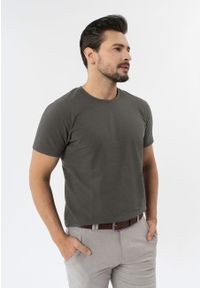 Volcano - Gładka koszulka TM-MODE. Kolor: szary. Materiał: materiał, bawełna. Długość rękawa: krótki rękaw. Długość: krótkie. Wzór: gładki. Styl: klasyczny #1