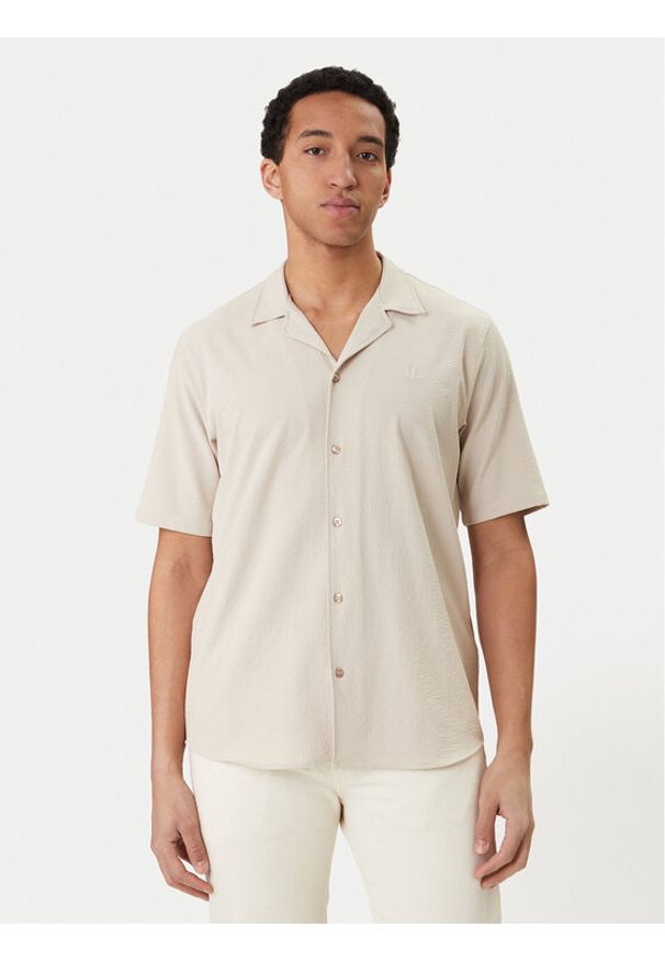 Karl Lagerfeld - KARL LAGERFELD Koszula 605942 562034 Beżowy Regular Fit. Typ kołnierza: dekolt w karo. Kolor: beżowy. Materiał: syntetyk