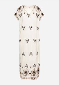 Born2be - Biało-Czarna Wiskozowa Sukienka Pudełkowa z Ornamentnym Wzorem Melosea. Okazja: na co dzień. Kolor: biały. Materiał: wiskoza. Styl: casual, elegancki #3