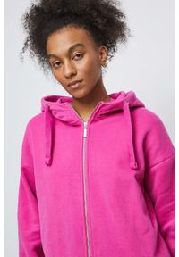 medicine - Medicine bluza damska kolor różowy z kapturem gładka. Typ kołnierza: kaptur. Kolor: różowy. Materiał: dzianina. Wzór: gładki #5