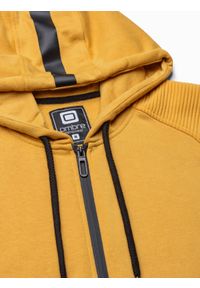Ombre Clothing - Bluza męska rozpinana z kapturem - musztardowa V7 OM-SSZP-0124 - XXL. Typ kołnierza: kaptur. Kolor: żółty. Materiał: bawełna, tkanina, poliester. Wzór: nadruk #4