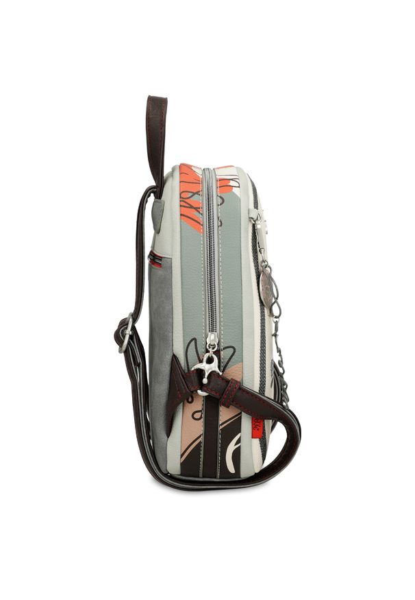 Szary Stylowy Plecak Damski Anekke. Kolor: szary. Wzór: aplikacja, haft. Styl: elegancki