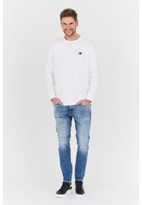 Tommy Jeans - TOMMY JEANS Biały longsleeve. Kolor: biały. Długość rękawa: długi rękaw