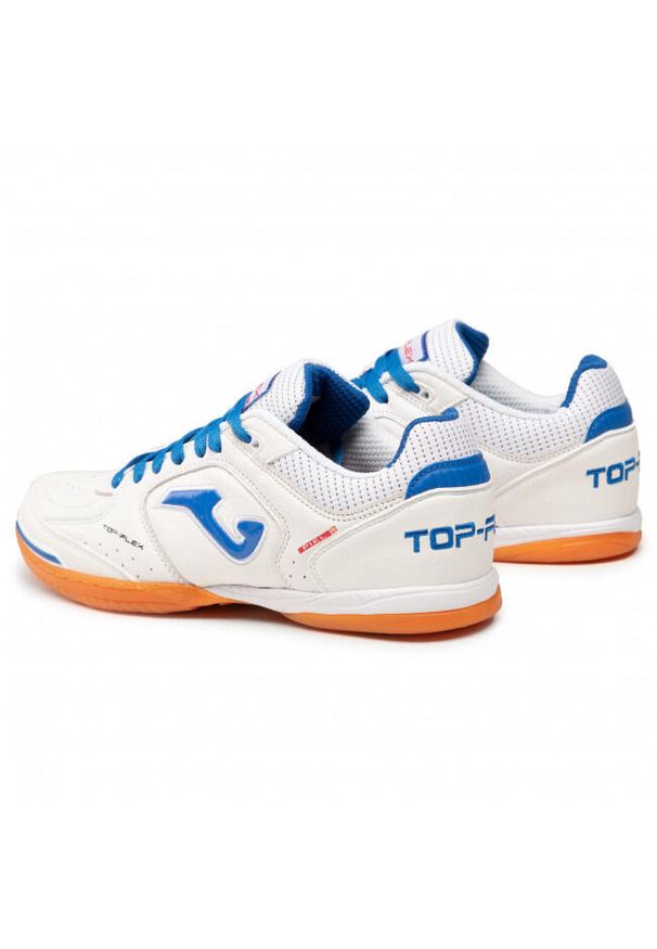 Buty piłkarskie męskie Joma Top Flex 2301 Indoor. Zapięcie: sznurówki. Kolor: biały, wielokolorowy, niebieski. Materiał: guma, materiał, skóra, syntetyk. Szerokość cholewki: normalna. Sport: piłka nożna
