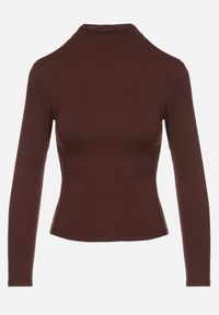 Born2be - Brązowa Wiskozowa Bluzka Połgolf Farriva. Okazja: na co dzień. Kolor: brązowy. Materiał: wiskoza. Styl: casual, elegancki #3