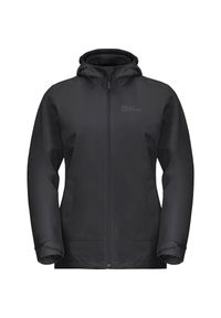 Kurtka w góry damska Jack Wolfskin 11156216000. Typ kołnierza: kaptur. Kolor: czarny, szary, wielokolorowy. Materiał: syntetyk. Sport: wspinaczka