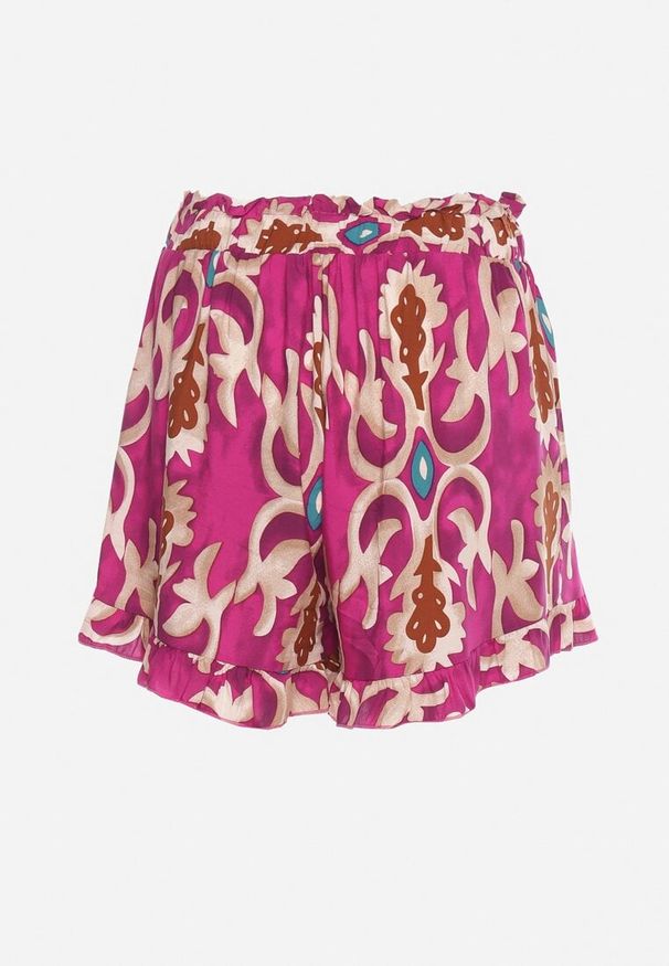Born2be - Różowe Wiskozowe Szorty z Gumką w Pasie Tiamalise. Okazja: na imprezę. Kolor: różowy. Materiał: wiskoza. Sezon: lato. Styl: elegancki
