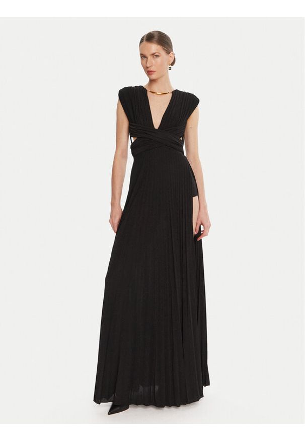 Elisabetta Franchi Sukienka wieczorowa AB-R15-56E2-V690 Czarny Regular Fit. Kolor: czarny. Materiał: wiskoza. Styl: wizytowy