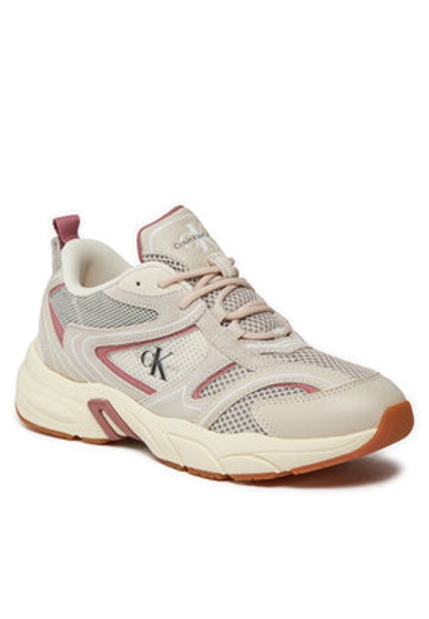 Calvin Klein Jeans Sneakersy Retro Tennis Su-Mesh Wn YW0YW00891 Beżowy. Kolor: beżowy. Materiał: skóra
