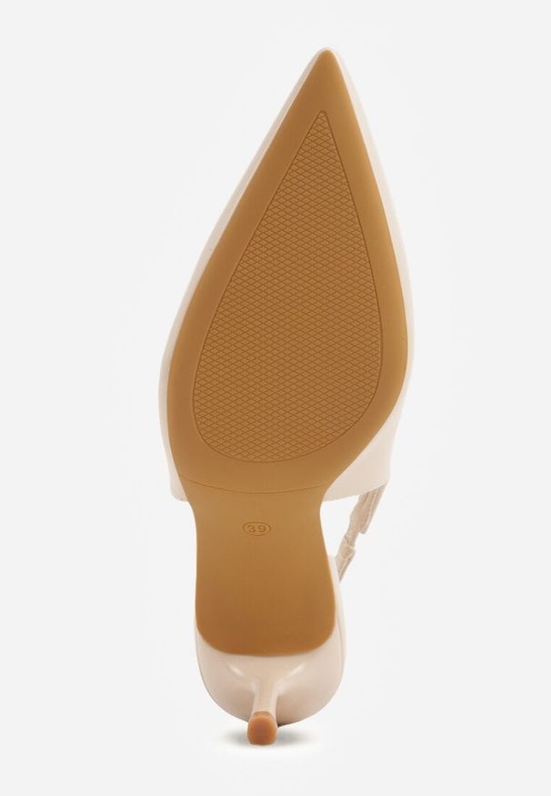 Renee - Beżowe Szpilki Slingback VICES z Cholewką z Wycięciem V Natonale. Zapięcie: bez zapięcia. Kolor: beżowy. Materiał: koronka. Szerokość cholewki: normalna. Obcas: na szpilce