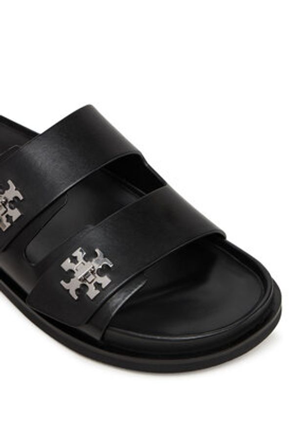 Tory Burch Klapki T Lock Sport Slide 175640 Czarny. Kolor: czarny. Materiał: skóra. Styl: sportowy