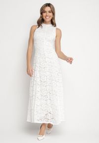 Born2be - Biała Koktajlowa Sukienka z Koronki Jolretia. Kolor: biały. Materiał: koronka. Wzór: koronka. Typ sukienki: ołówkowe. Styl: wizytowy #5
