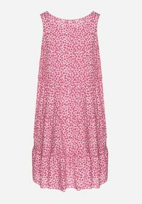 Born2be - Ciemnoróżowa Bawełniana Sukienka Bez Rękawów w Kolorowe Plamki Nattelle. Okazja: na co dzień. Kolor: różowy. Materiał: bawełna. Długość rękawa: bez rękawów. Wzór: kolorowy. Styl: klasyczny, casual, elegancki #4