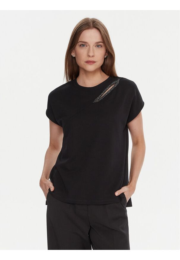 LOLA CASADEMUNT T-Shirt LF2515024 Czarny Regular Fit. Kolor: czarny. Materiał: syntetyk