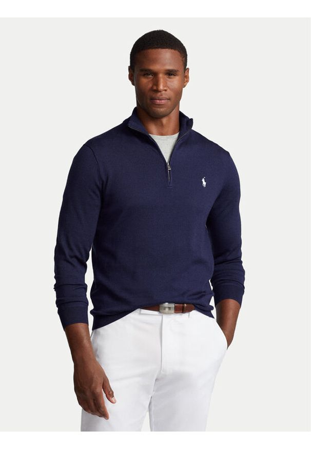 Polo Ralph Lauren Sweter 710876339008 Granatowy Regular Fit. Typ kołnierza: polo. Kolor: niebieski. Materiał: syntetyk