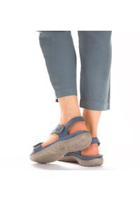 Komfortowe sandały damskie na rzepy niebieskie Rieker 64870-14. Zapięcie: rzepy. Kolor: niebieski #5