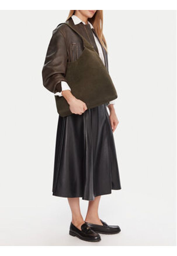 Coach Torebka CW636 Khaki. Kolor: brązowy. Materiał: zamszowe, skórzane