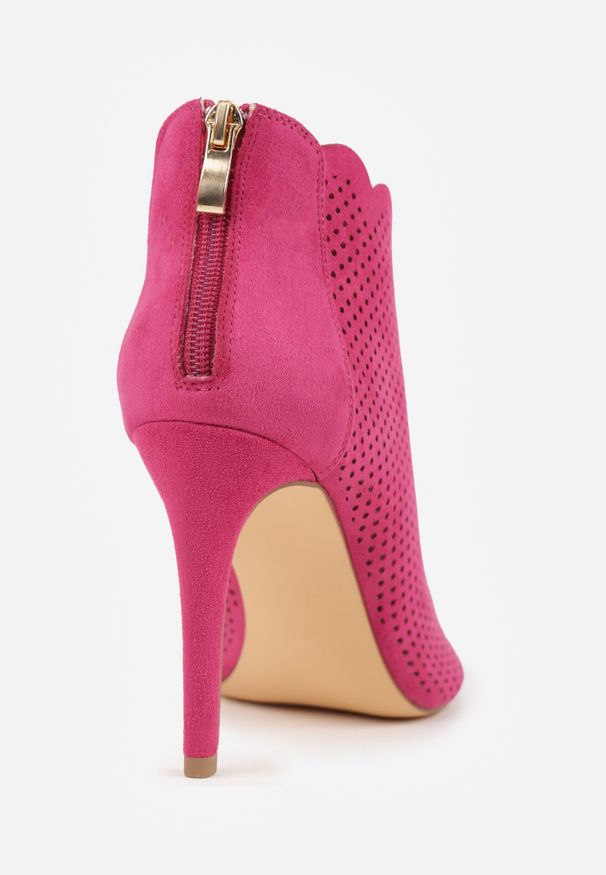 Born2be - Fuksjowe Ażurowe Sandały Vices na Obcasie Selithra. Okazja: na co dzień. Kolor: różowy. Wzór: ażurowy. Sezon: lato. Obcas: na obcasie. Styl: casual, elegancki. Wysokość obcasa: średni