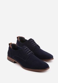 Born2be - Granatowe Sznurowane Półbuty z Imitacji Zamszu w Eleganckim Stylu Rhodica. Okazja: na co dzień, do pracy. Kolor: niebieski. Materiał: zamsz. Styl: elegancki #5