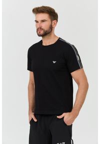 Emporio Armani - EMPORIO ARMANI Czarny męski t-shirt bande logo, Rozmiar XL. Kolor: czarny