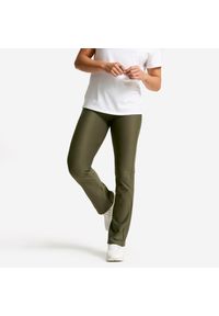 DOMYOS - Legginsy fitness damskie Domyos. Stan: podwyższony. Kolor: zielony, brązowy, wielokolorowy. Materiał: poliester, elastan, materiał. Sport: fitness #1