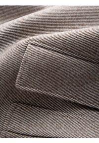 Ombre Clothing - Jednorzędowy wzorzysty męski płaszcz z kieszeniami – popielaty V1 - Rozmiar: XL. Typ kołnierza: kołnierz rewers. Kolor: szary. Materiał: syntetyk, tkanina, poliester, materiał. Wzór: ze splotem #3