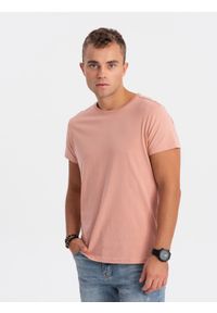 Ombre Clothing - T-shirt męski bawełniany BASIC - różowy V9 S1370 - XL. Kolor: różowy. Materiał: bawełna. Styl: klasyczny #5