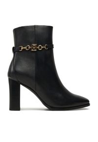 TOMMY HILFIGER - Tommy Hilfiger Botki Th Chain High Heel Bootie FW0FW08241 Czarny. Kolor: czarny. Materiał: skóra